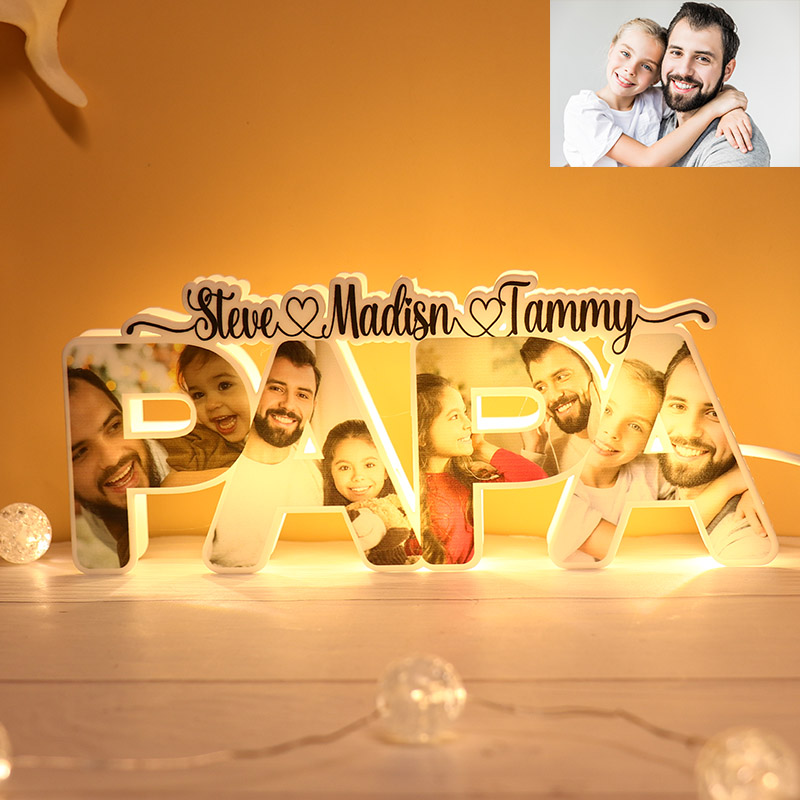 Welsky Cadeau Fete Des Peres,Cadeau Papa Acrylique Veilleuse LED  Lampe,Cadeau Anniversaire Papa,Cadeau pour Papa Original, Personnalisé Idee  Cadeau