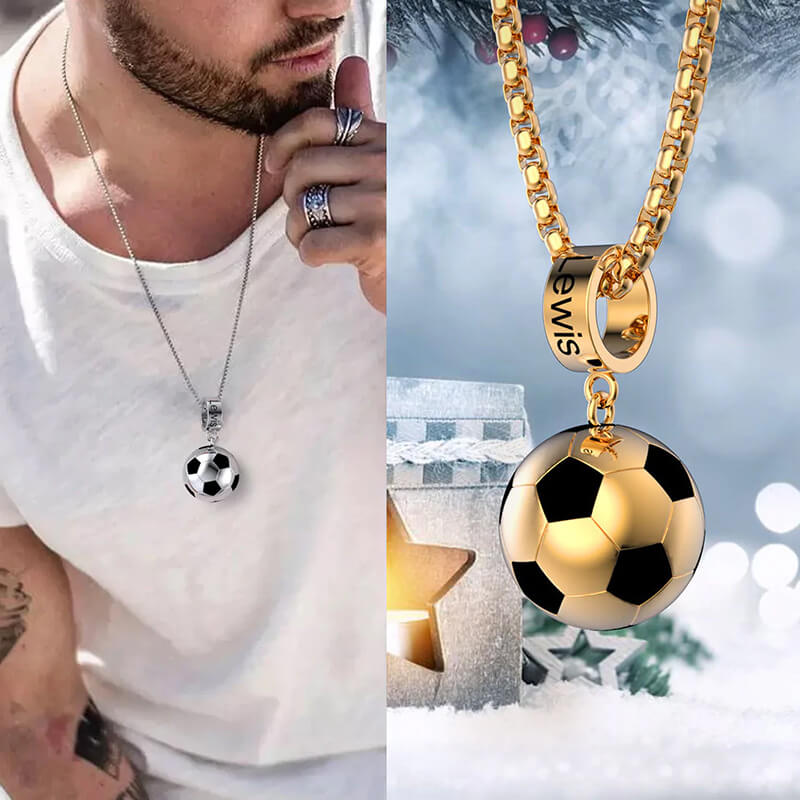 Collier football, pendentif ballon de football en argent, cadeau