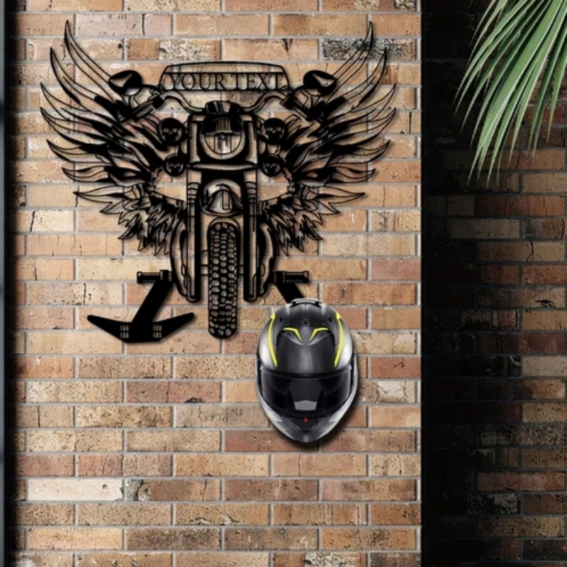 Support mural pour casque de moto avec porte-manteau